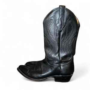 Resistol Ranch Men’s Black Leather Western Cowboy Boots Size 10D Handcrafted USA